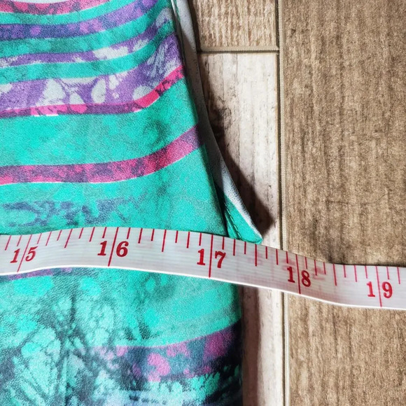 Elementz Abstract Multicolor Sleeveless Silky Draped Collar Blouse Women's Small - Picture 10 of 15